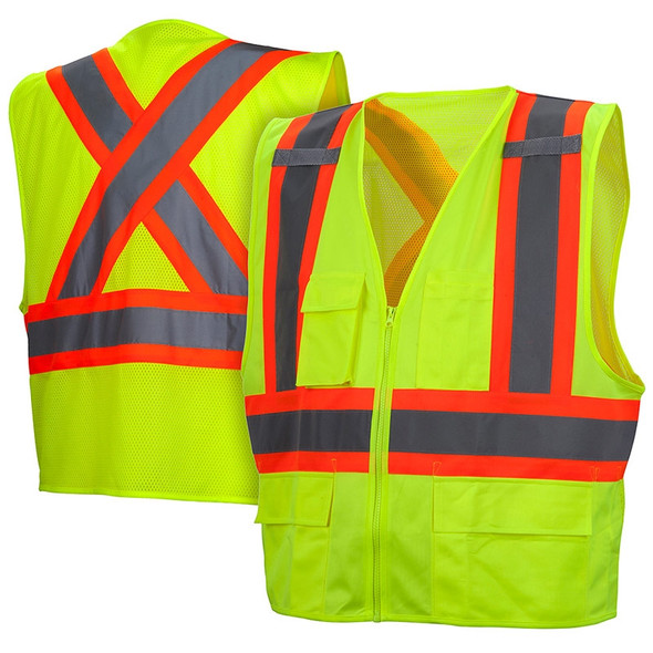 Class 2 X-Back Two-Toned Lime Safety Vest RCZ2410